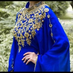 Beautiful dark blue beaded abaya